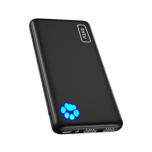 INIU Power Bank, USB C in&out Slimmest 10000mAh Portable Charger, Triple 3A High-Speed Charge External Battery Pack, Flashlight Phone Charger for iPhone